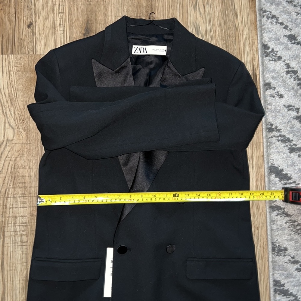 NEW! Zara Tonal Lapel Double Breasted Blazer - Picture 10 of 12
